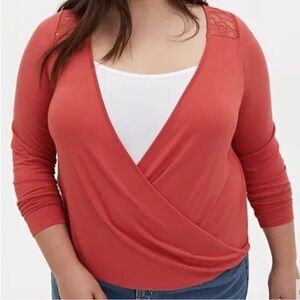 Torrid Coral Wrap Blouse
